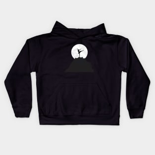 Ballerina dancing on a mountain top Kids Hoodie